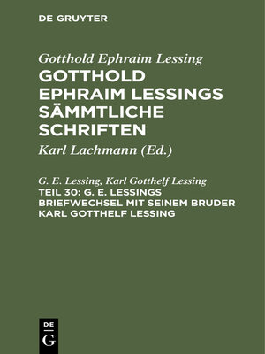 cover image of G. E. Lessings Briefwechsel mit seinem Bruder Karl Gotthelf Lessing